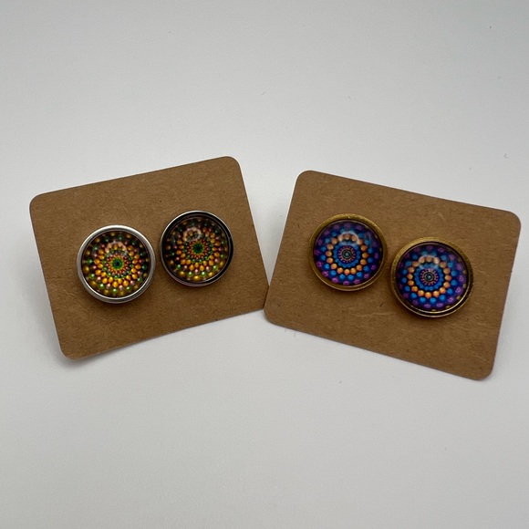 Classic Silver Round Stud Earrings - Trendy Stylish Stud Earrings Set of Two - Picture 15 of 15